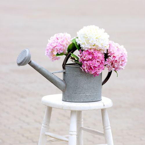 Metall-Gießkanne, Gartendeko Vintage-Look Silbergrau L53cm H29cm