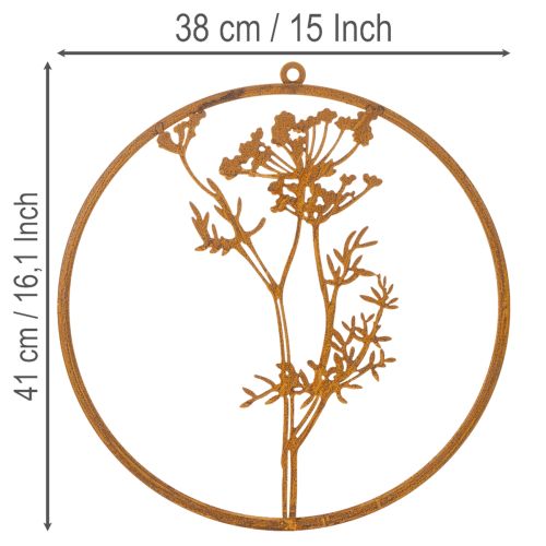 Metallring Edelrost Dekoring Wanddeko Dillzweig Ø38cm | Floristik21.de