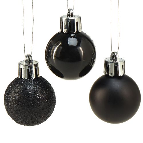 Floristik21 Mini Baumkugeln Schwarz Bruchfest Kunststoff Ø3cm 14St