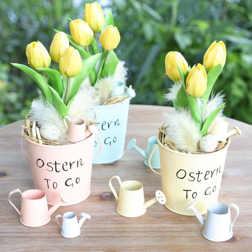 Artikel Mini Gießkanne Metall Dekoration Frühling Pastell 8er-Set