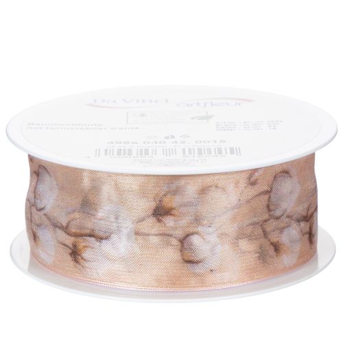 Artikel Organzaband mit Baumwollzweigen Rosa 40mm 15m für Floristik und Hochzeiten