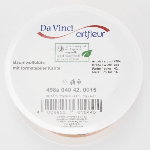 Artikel Organzaband mit Baumwollzweigen Rosa 40mm 15m für Floristik und Hochzeiten