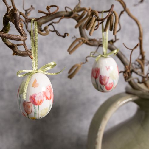 Artikel Ostereier Tulpenmotiv zum Aufhängen – Frühlingsdeko mit Band, 6 cm, 12er-Set