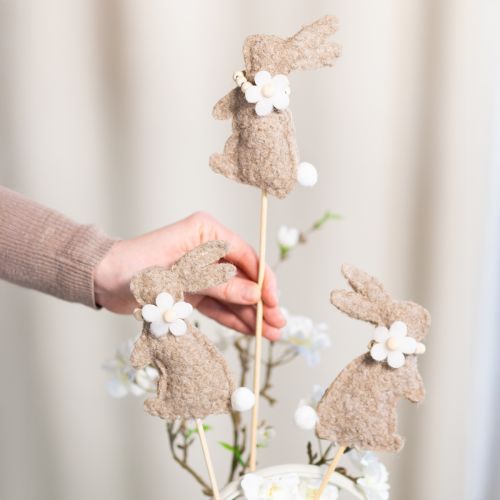 Artikel Osterhasen Dekofigur aus Filz auf Stab 42cm Braun 8 Stück Frühling Tischdeko