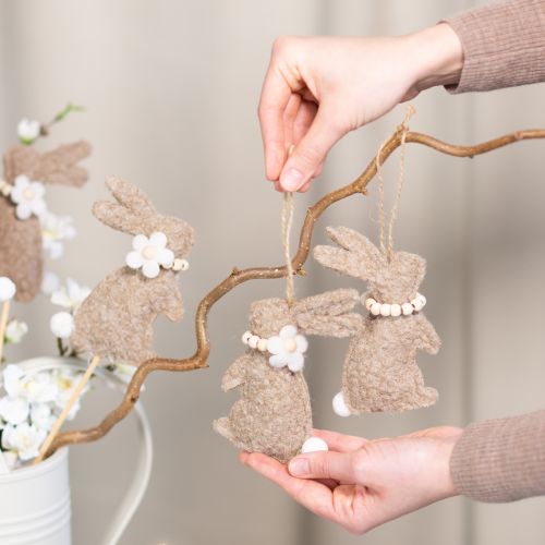 Artikel Filz-Osterhasen Hängedekoration Set 8-teilig, Frühlingshafte Fensterdeko 14 cm