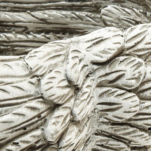 Pflanzherz Federn Steinguss Herz Grau Weiß 13×12×6cm 2St | Floristik21.de
