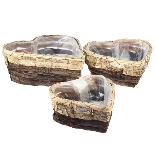 Floristik21 Pflanzherz Holz Pflanzschale 3-farbig 30/26/20,5cm 3er-Set