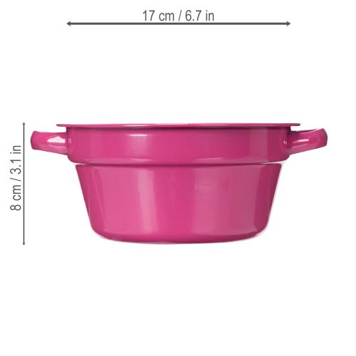 Artikel Pflanzschalen Metall 17cm bunt mit Henkeln 3er Set robust für Indoor & Outdoor