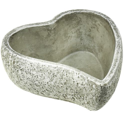 Floristik21 Pflanzschale Herz Grabdeko Pflanzherz Grau Weiß 18×19cm H7,5cm
