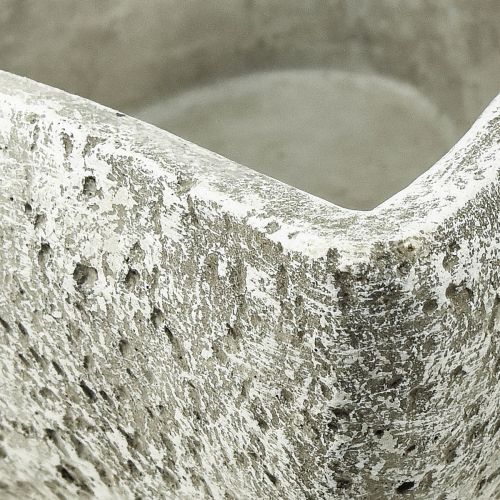 Artikel Pflanzschale Herz Grabdeko Pflanzherz Grau Weiß 18×19cm H7,5cm