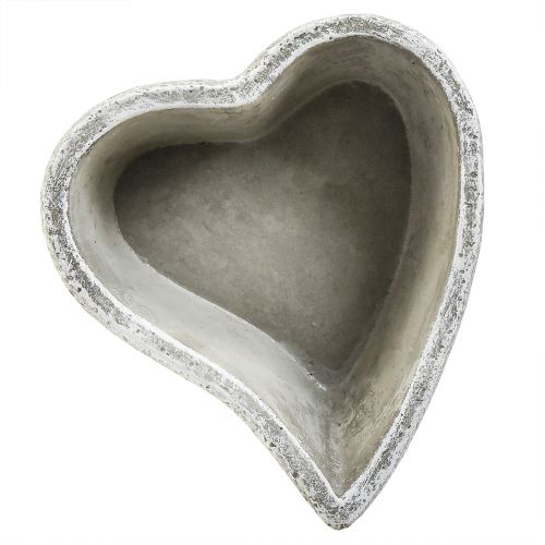 Artikel Pflanzschale Herz Grabdeko Pflanzherz Grau Weiß 18×19cm H7,5cm