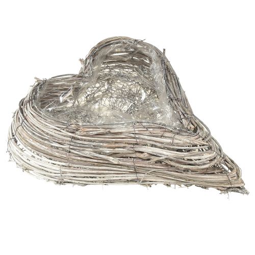 Artikel Pflanzherz Rattan Herz Pflanzschale Weiß Natur Deko 28x34cm für Blumenarrangements & Dekorationen