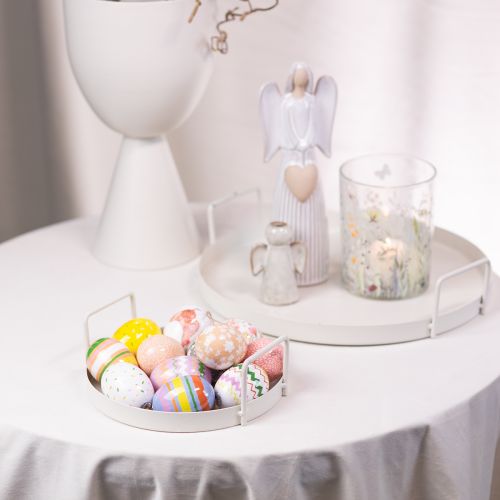 Artikel Pflanzschale Tablett Weiß Metall Rund 18cm für Deko & vielseitige Verwendung