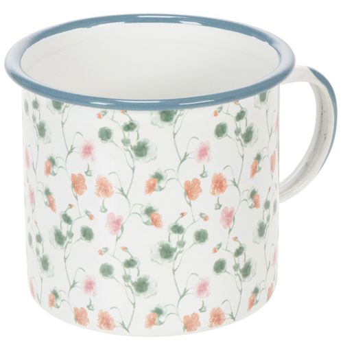 Pflanztasse Emaille Deko Tasse Blumenmotive Ø11cm