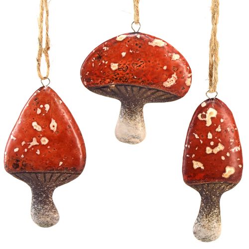 Floristik21 Charmante rote Pilzanhänger mit Juteschnur 3 cm – Perfekte Herbst- und Weihnachtsdekoration – 6 St