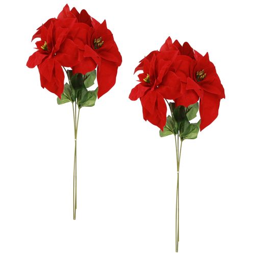 Artikel Lebensnahe Poinsettia in Rot, Weihnachtsstern künstlich 46cm 6St