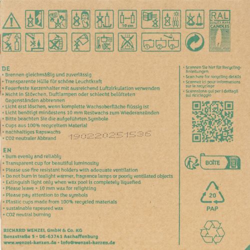 Artikel PURE Nature Lights Teelichter Rapswachs Natur Brenndauer 7 Stunden 18 St