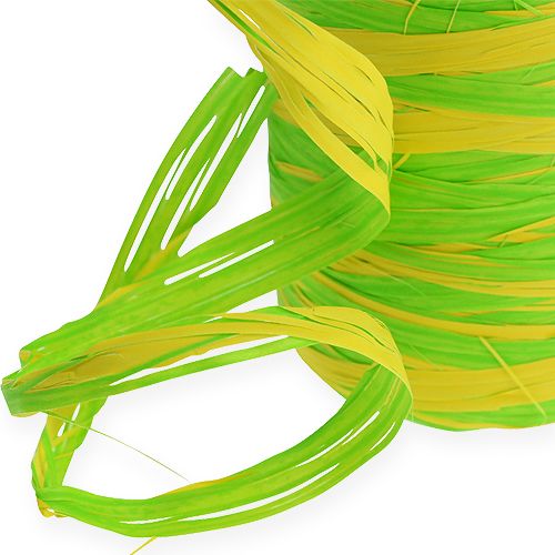 Floristik21 Raffia-Band Bicolor Grün-Gelb 200m