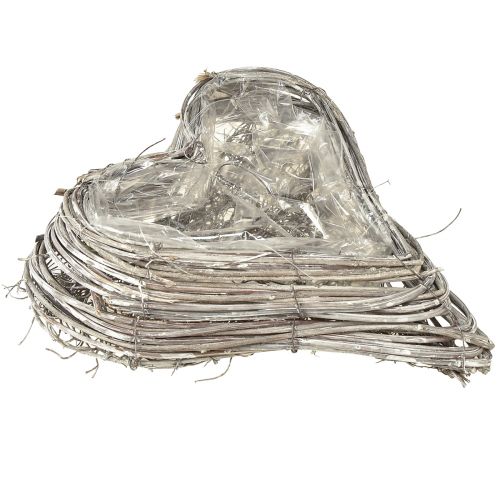 Floristik21 Rattan Herz Pflanzherz Weißgewaschen 20x24cm - Vielseitige Deko für Floristen & Events