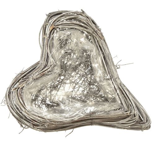 Artikel Rattan Herz Pflanzherz Weißgewaschen 20x24cm - Vielseitige Deko für Floristen & Events