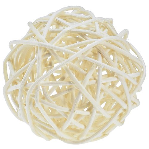 Rattanball gebleicht Tischdeko Rattan Creme Ø5cm 24 St