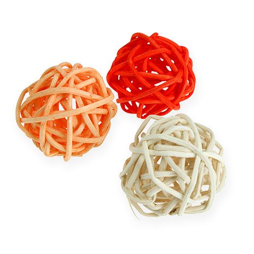 Floristik21 Rattanball Orange, Apricot, gebleicht 72 St