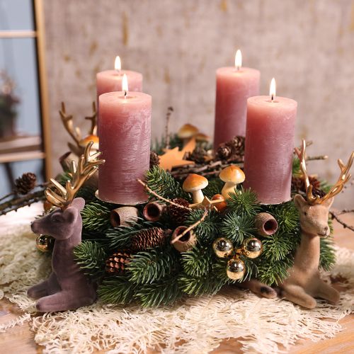 Artikel Reh sitzend Deko Hirsch beflockt Grau Gold 15x6x15,5cm für Dekoration und Winterzauber 3St