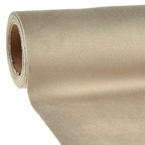 Floristik21 Samt Tischläufer Beige, 28×270cm - Elegantes Tischband Dekostoff für Festliche Dekoration