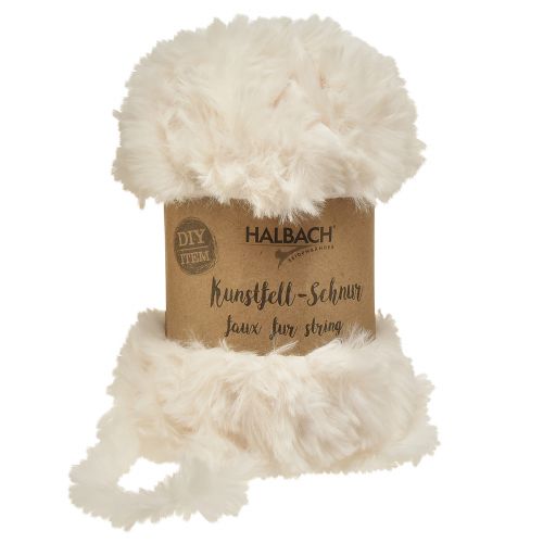 Floristik21 Schnur aus Kunstfell Weiß – Flauschige Deko-Kordel Weiß 50g 30m