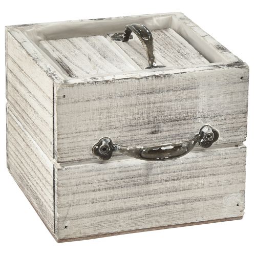 Artikel Holz Schubladen Set mit Griff, Weiß Gewischt, 12x12cm & 9x9cm - Rustikale Aufbewahrung – Set aus 2St