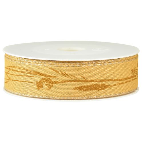 Artikel Seidenband Herbst mit Gräsern Dekoband Gelb 25mm 18m