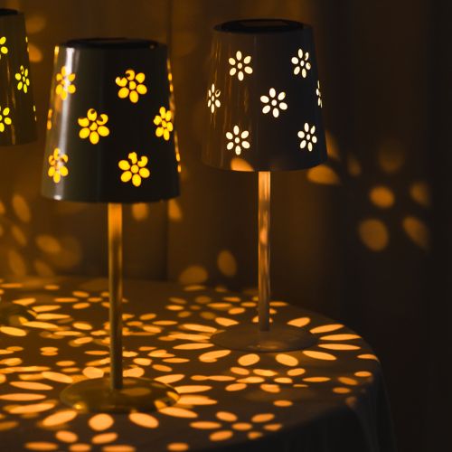 Artikel Solar Tischleuchte LED mit Blumenmuster 28cm Grün Wetterfest Outdoor Dekoration