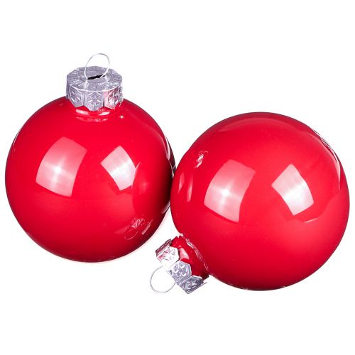 Floristik21 Rote Glas-Weihnachtskugeln im 24er Set, glänzend, Ø6cm für festlichen Baumschmuck