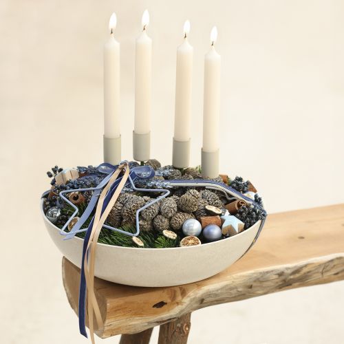 Floristik21 Stabkerzenhalter Cremebeige Metall mit Stab 11 cm Ø22mm – Set aus 4