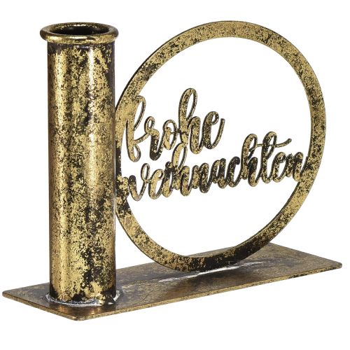 Floristik21 Stabkerzenhalter Weihnachten Antik Look Gold 13×5×10,5cm
