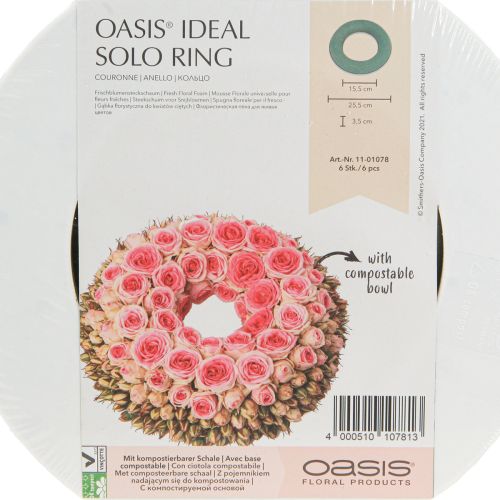Artikel OASIS® Steckschaum Kranz Ring Grün H3cm Ø25cm 6 St