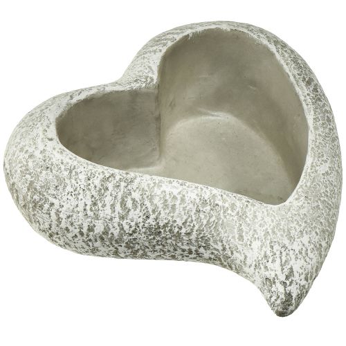 Floristik21 Steinguss Herz Pflanzschale Pflanzherz Grau Weiß 19×19×7cm