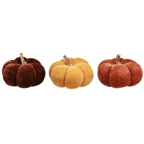 Artikel Samtige Stoffkürbisse in Herbstfarben Gelb & Braun, Deko-Set Ø7cm 9 Stück