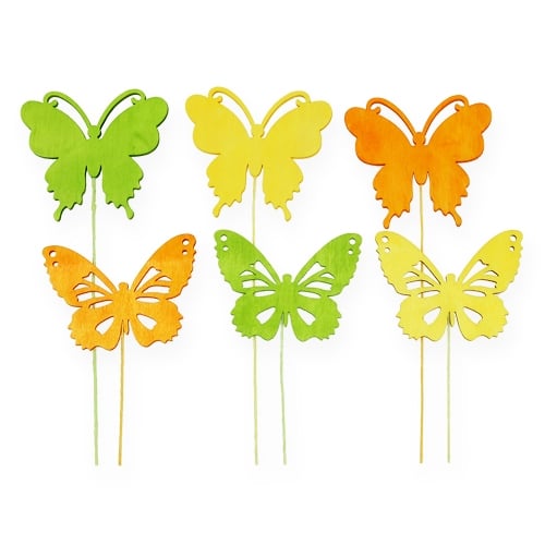 Deko-Schmetterlinge am Draht 3-farbig 8cm 18St