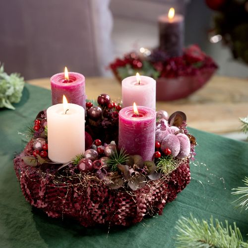 Artikel 12er-Set Stumpenkerzen Berry-Farbtöne 70x120mm durchgefärbt für Deko und Ambiente
