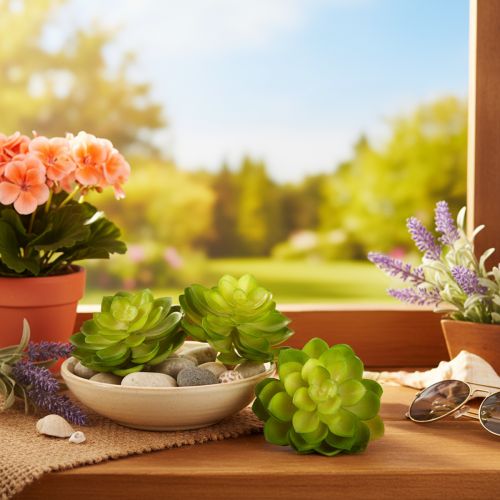 Künstliche Sukkulente Grün, 10 cm Höhe, Set aus 4 Stück, Dekoration für Schale oder Vase | Floristik21.de