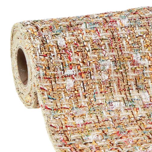 Floristik21 Tischband Beige Glitzer Accent Vintage-Look 19cm x 1,5m Flexibel Dekorativ