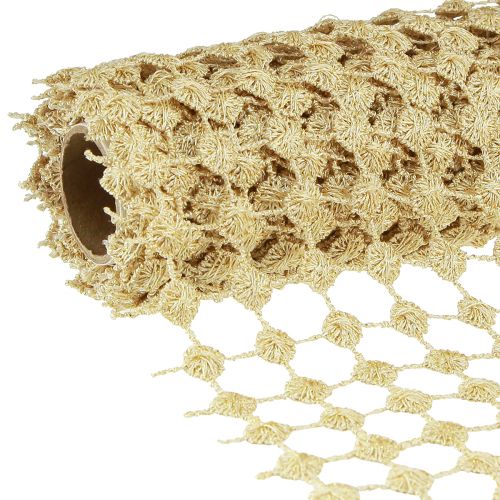 Floristik21 Tischband Gitter Gold Creme Glitter Dekoration B19cm L1,5m für Events & Feste