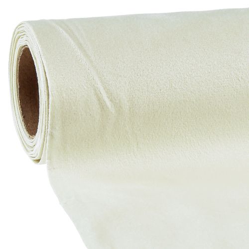 Floristik21 Tischband Samt Tischläufer Creme Dekostoff 28×270cm