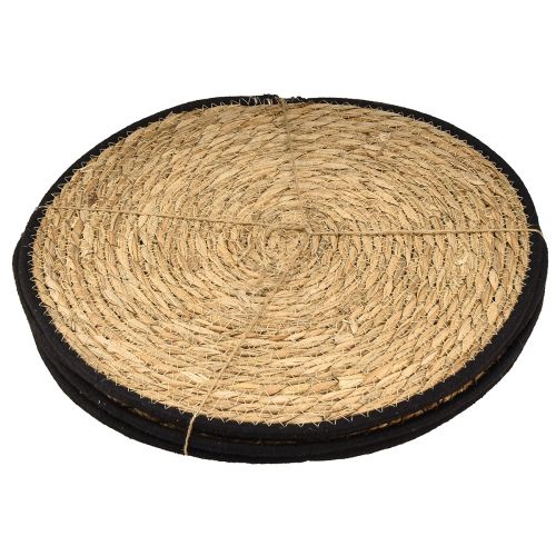 Artikel Runde Tischmatte aus Binsengras, Natur Look, Ø35cm, 4er Set, für Innen & Außen