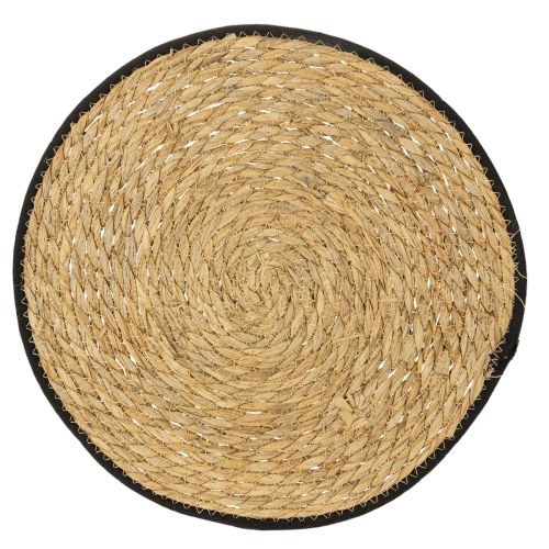 Runde Tischmatte aus Binsengras, Natur Look, Ø35cm, 4er Set, für Innen & Außen