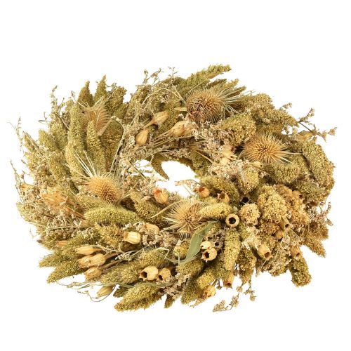Artikel Natur Dekokranz Kardendisteln Hirse Gelb Olivgrün Ø28cm