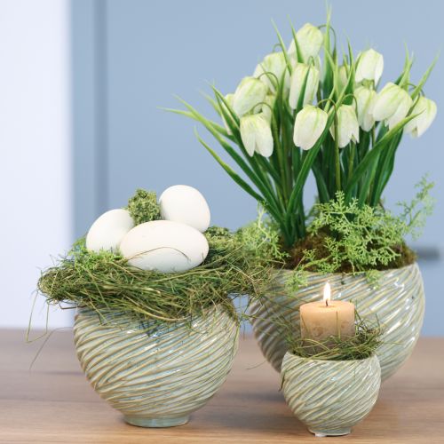 Artikel Keramik Deko-Übertopf Grün Ø15cm H11cm 2er Set - Tischdekoration