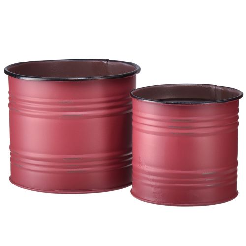 Floristik21 Metall Übertopf-Set im Vintage-Stil, Rot-Braun, 2 Stück, Ø12/9,5cm
