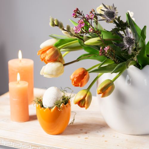 Artikel Übertopf Osterei Großes Ei Keramik Pflanztopf Weiß 20×18cm Dekoration